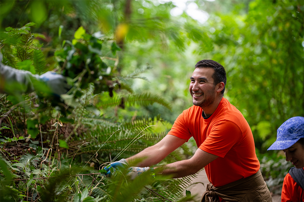 Volunteer smiling