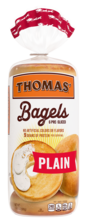Thomas' Plain Bagels, 6 count, 18 oz